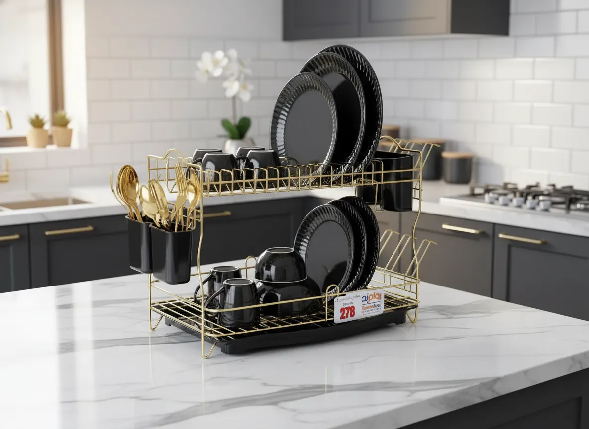 ۵۶۴۶۴۵۴۶ جاظرفی دوطبقه بزرگ 278 آبکاری طلایی روامبد - Image 1